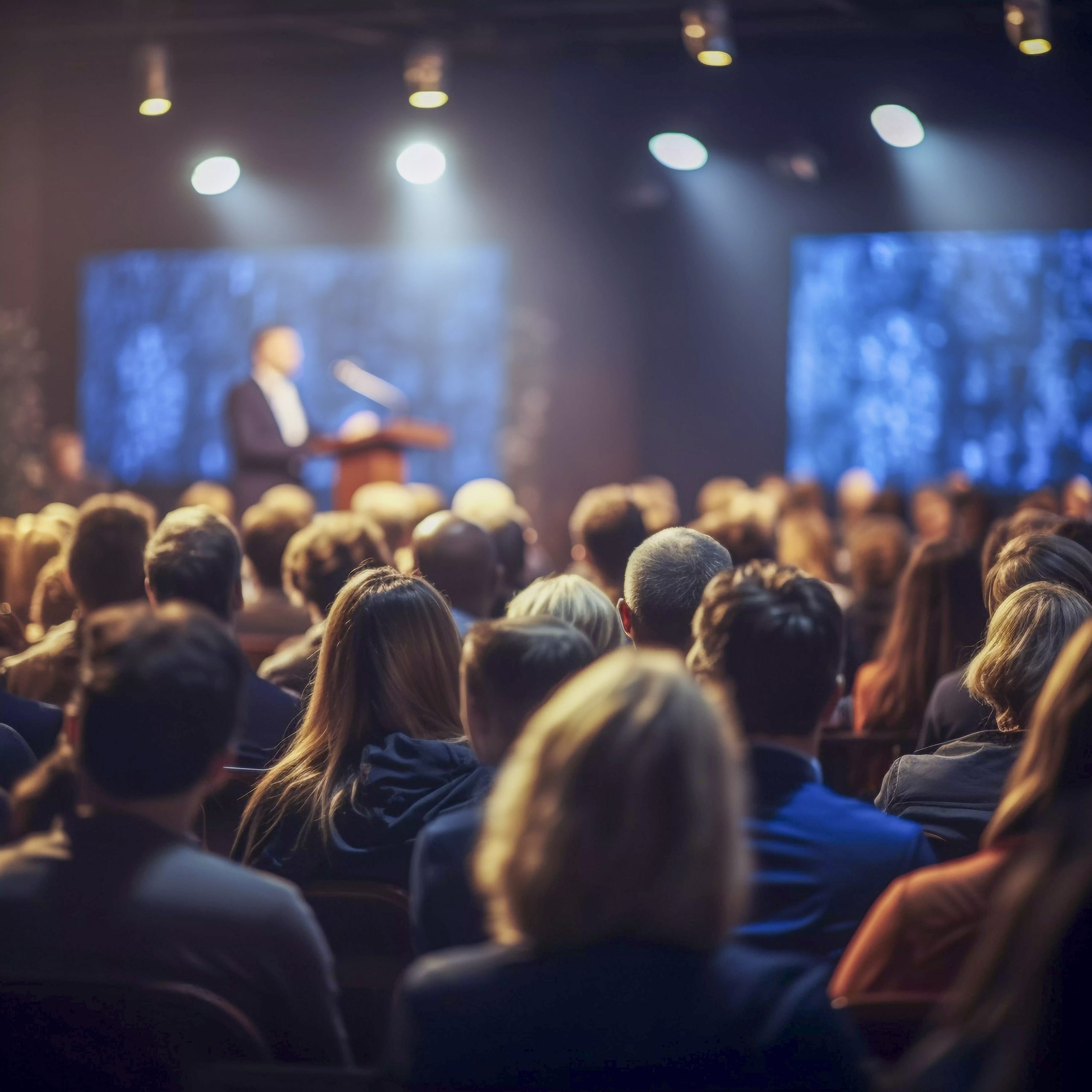 Congresso e evento professionale gestito con software MiceSuite — sala plenaria con partecipanti