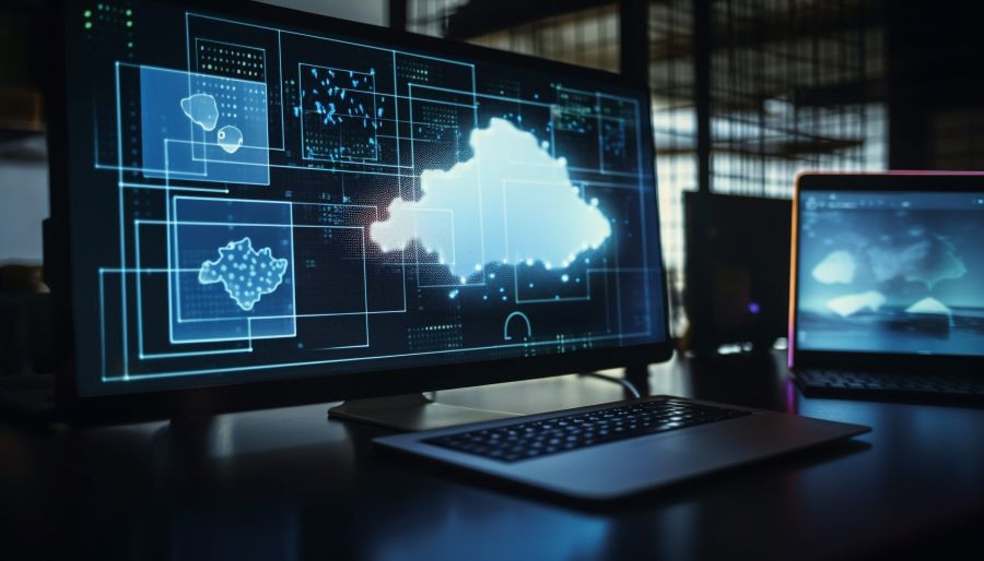 Architetti IT che progettano infrastruttura cloud e networking aziendale su Aruba Business